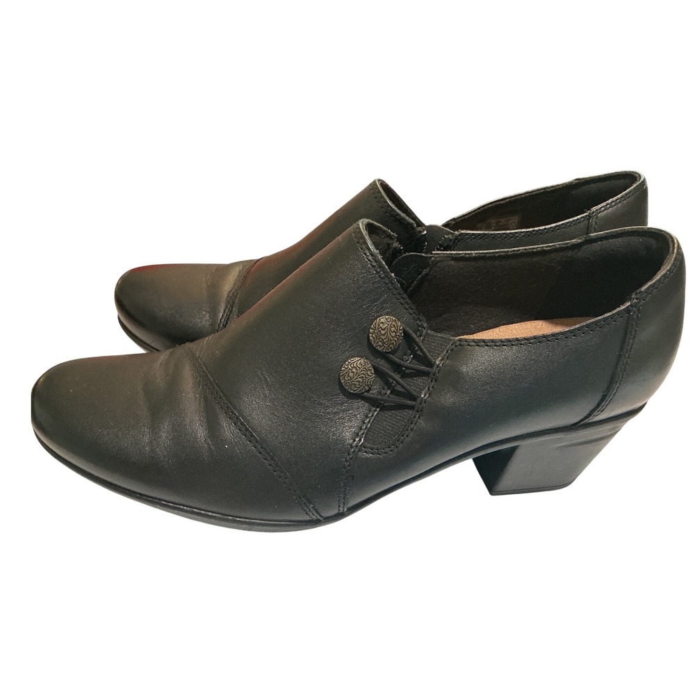 Clarks Collection Adriel Viola Black Leather Ankle Bootie Shoe Women's 10 M - Picture 2 of 9